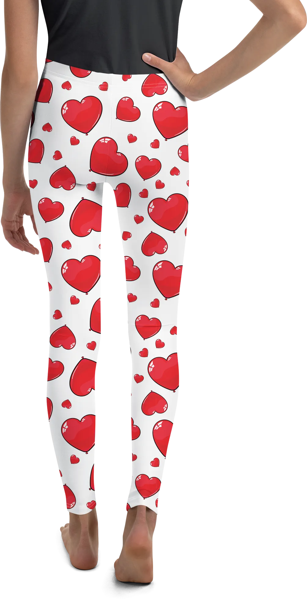 Red Heart Shaped Balloons Youth Leggings