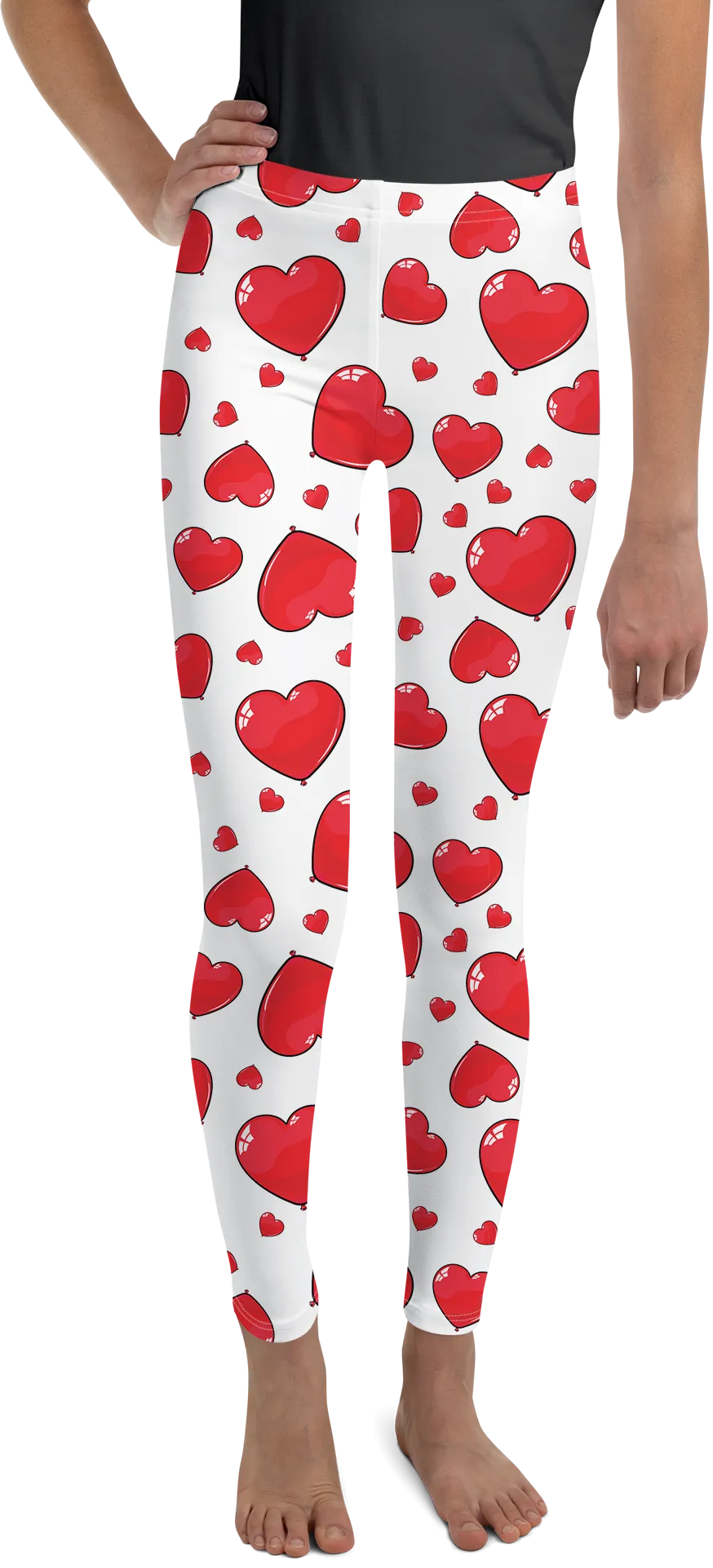Red Heart Shaped Balloons Youth Leggings