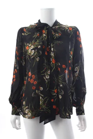 Reformation Freya Floral Printed Tie-Neck Blouse