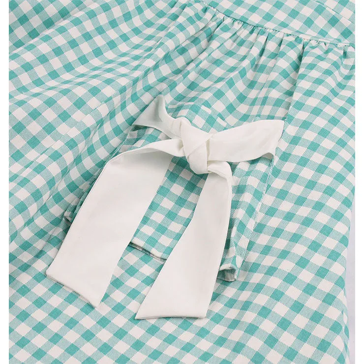 Retro Mint Green Checked Dress