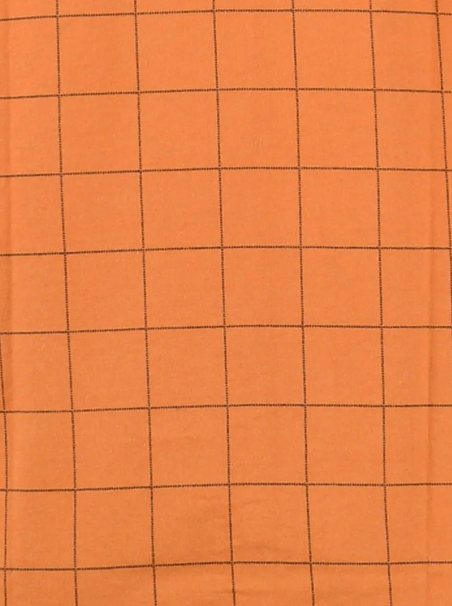Rust and Orange Checked Slim Fit Casual Shirt | Greenfibre