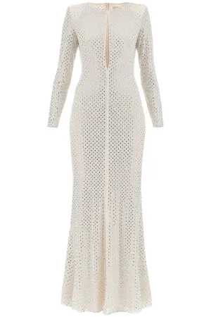 SELF PORTRAIT long mesh dress with crystals