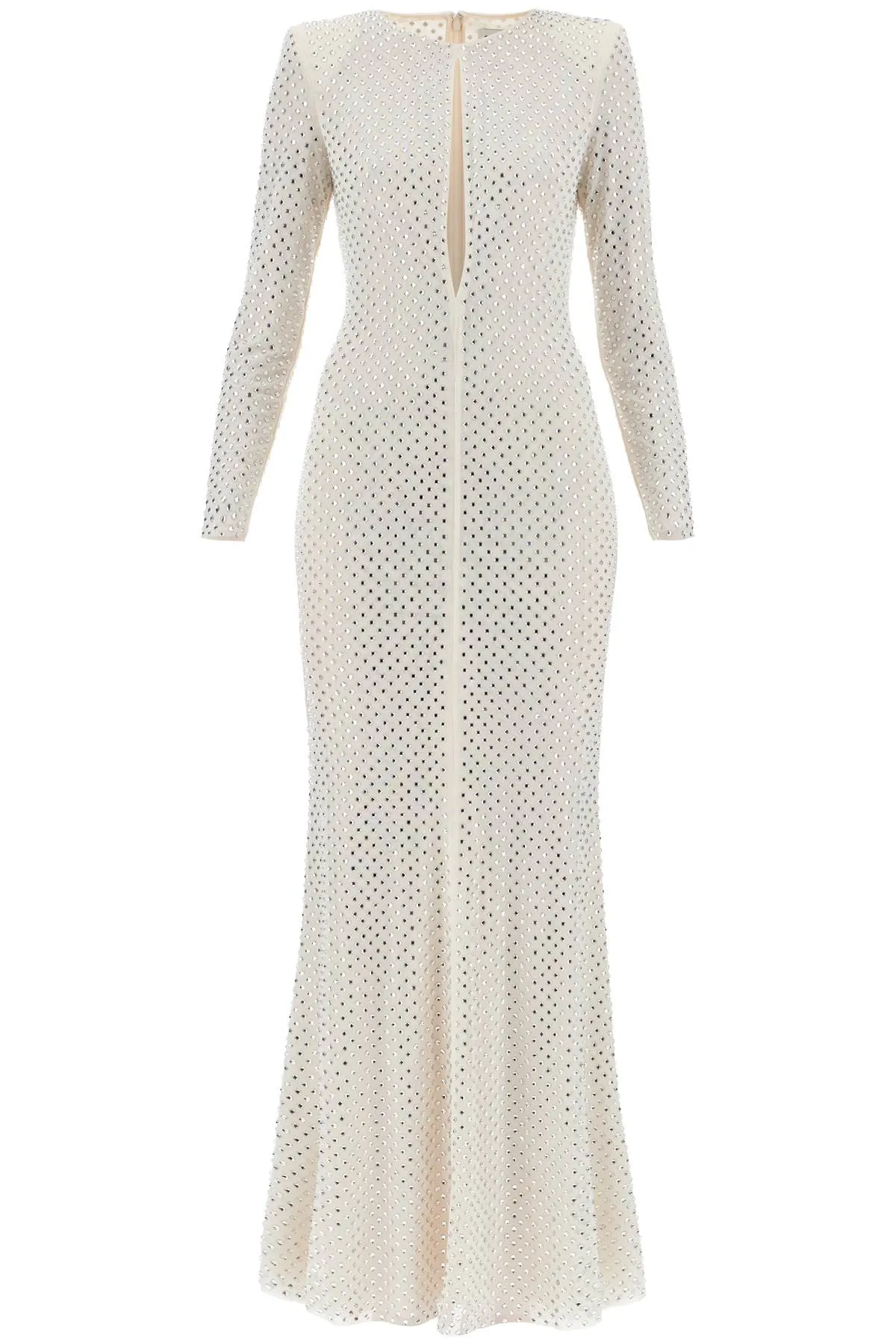 SELF PORTRAIT long mesh dress with crystals