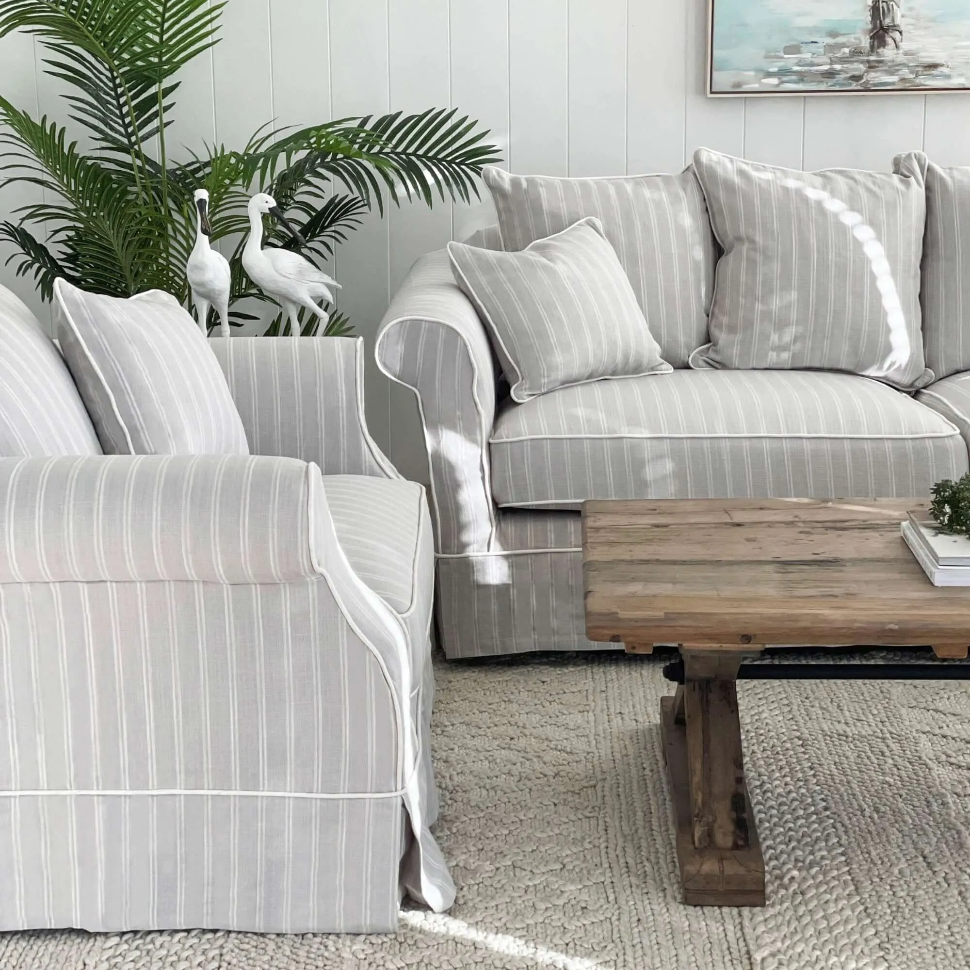 Slip Cover Only - Avalon Hamptons Armchair Cloud Stripe
