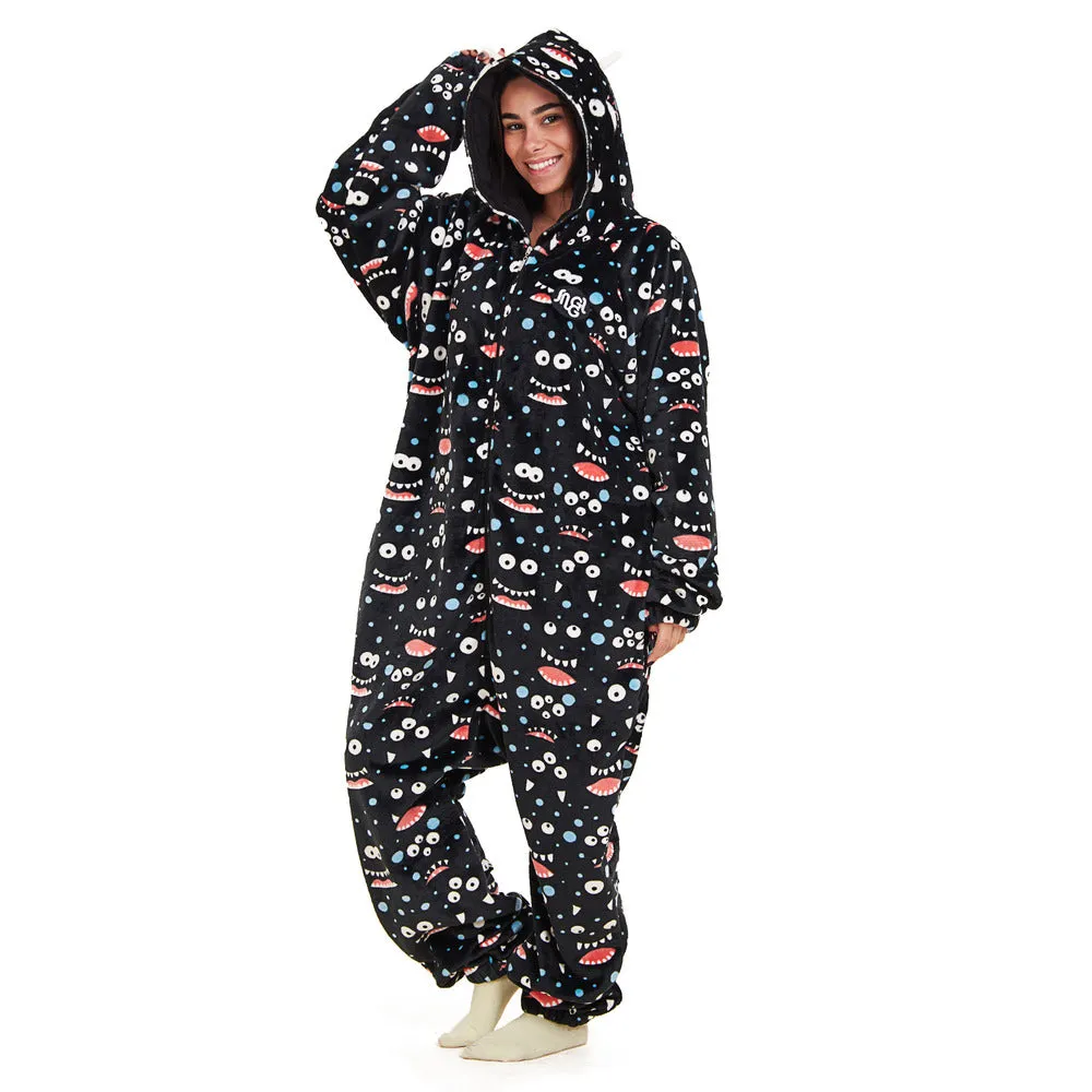 Snuggs Blanket Onesie Black monster