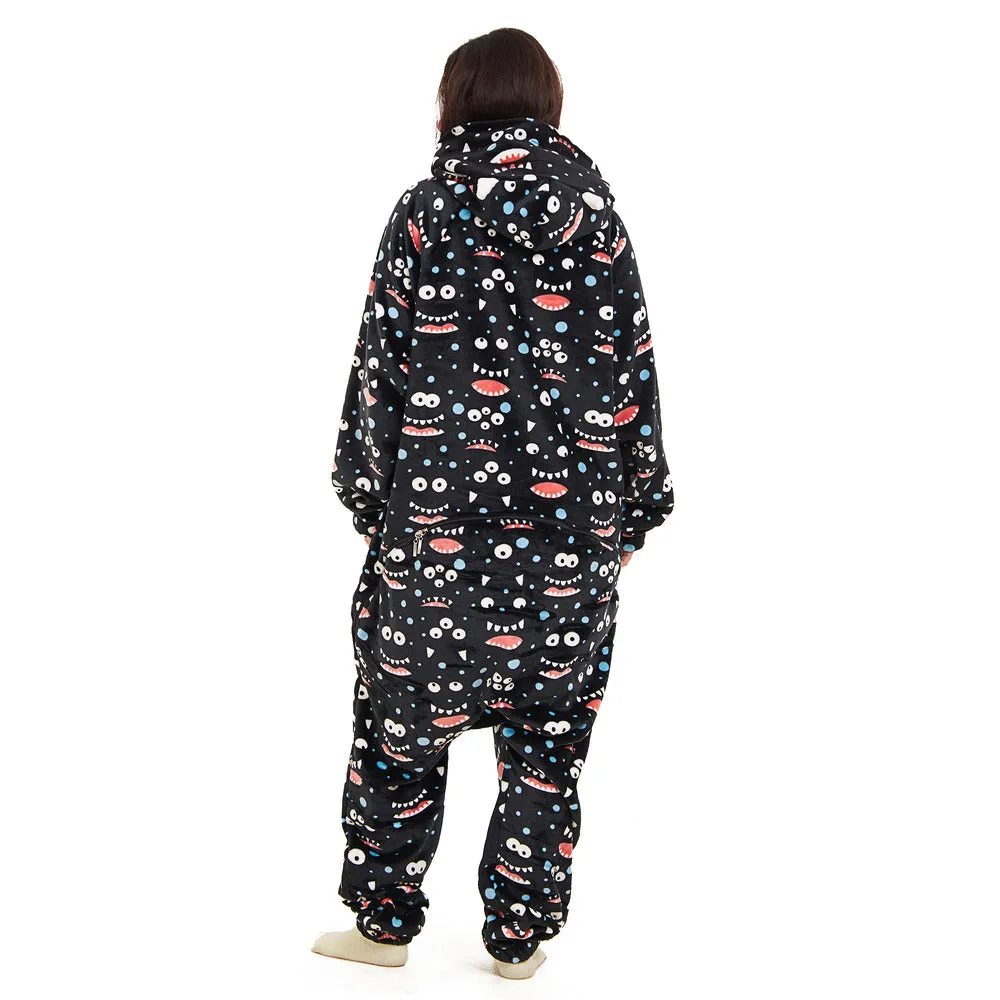 Snuggs Blanket Onesie Black monster