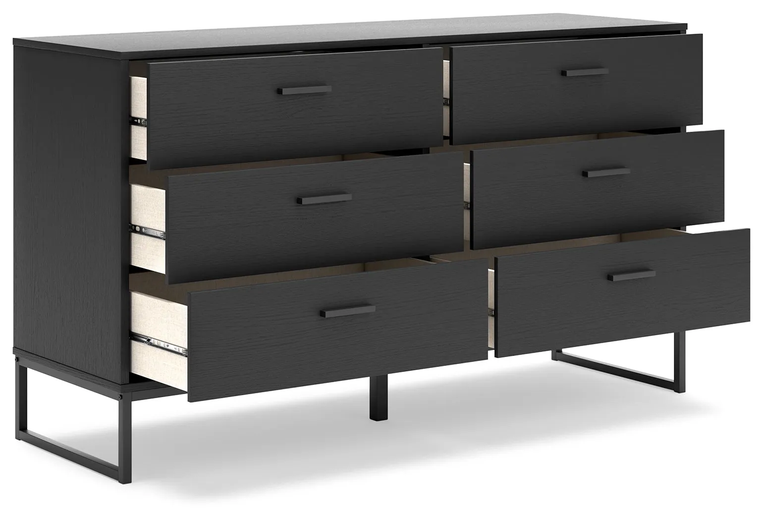 Socalle Queen Panel Headboard with Dresser and 2 Nightstands in Black