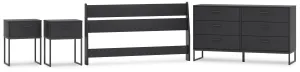 Socalle Queen Panel Headboard with Dresser and 2 Nightstands in Black
