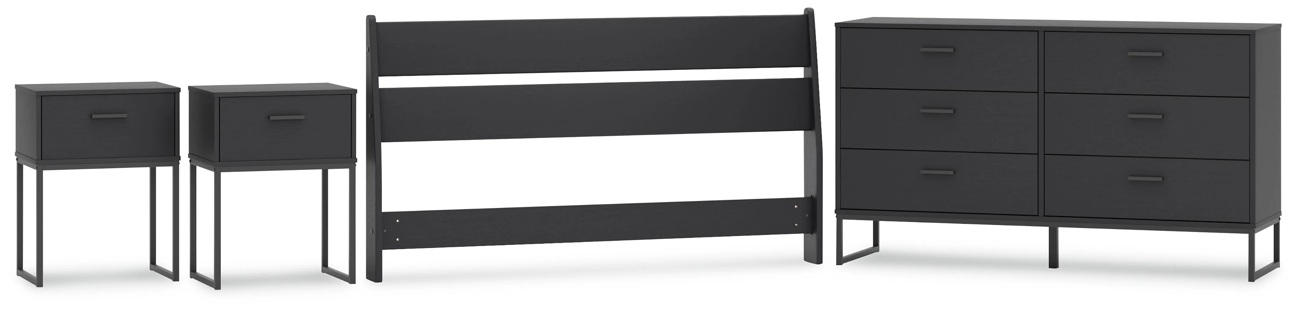 Socalle Queen Panel Headboard with Dresser and 2 Nightstands in Black