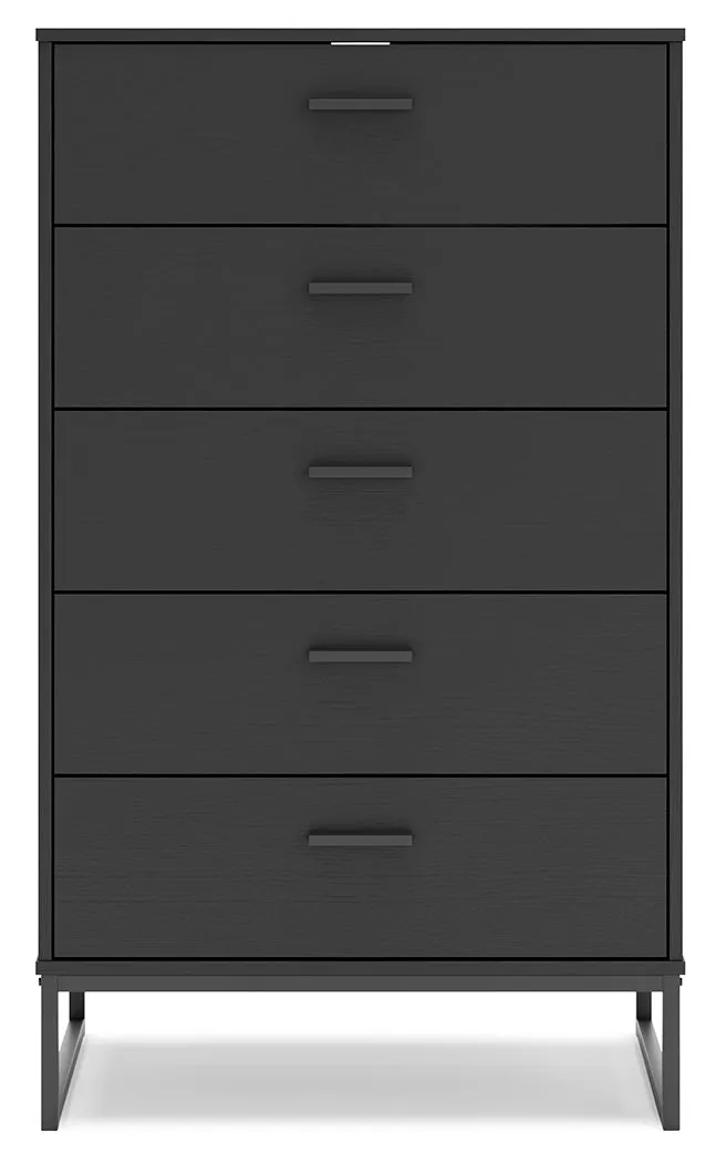 Socalle Twin Panel Headboard with Dresser, Chest and 2 Nightstands in Black