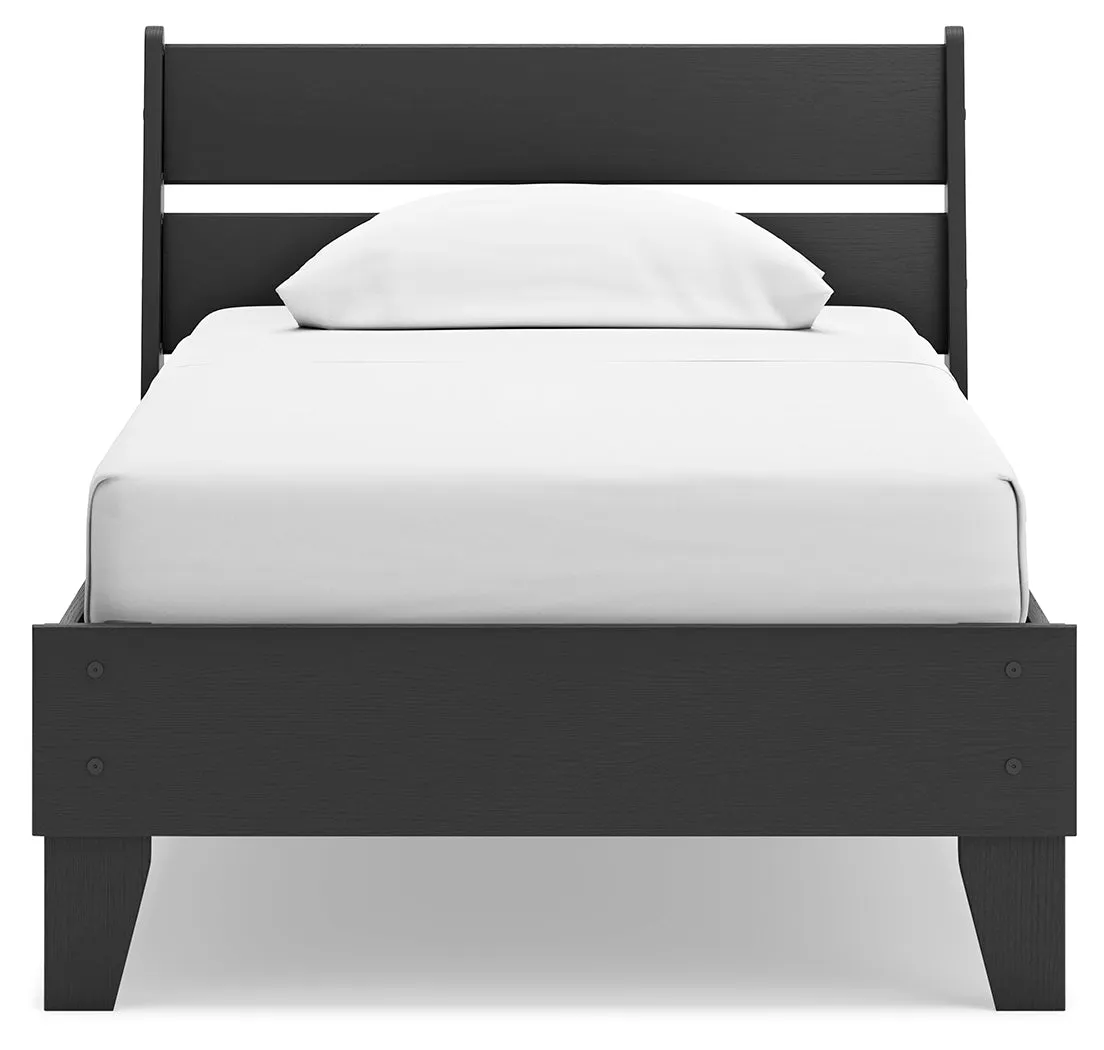 Socalle Twin Panel Platform Bed with Dresser and Nightstand in Black