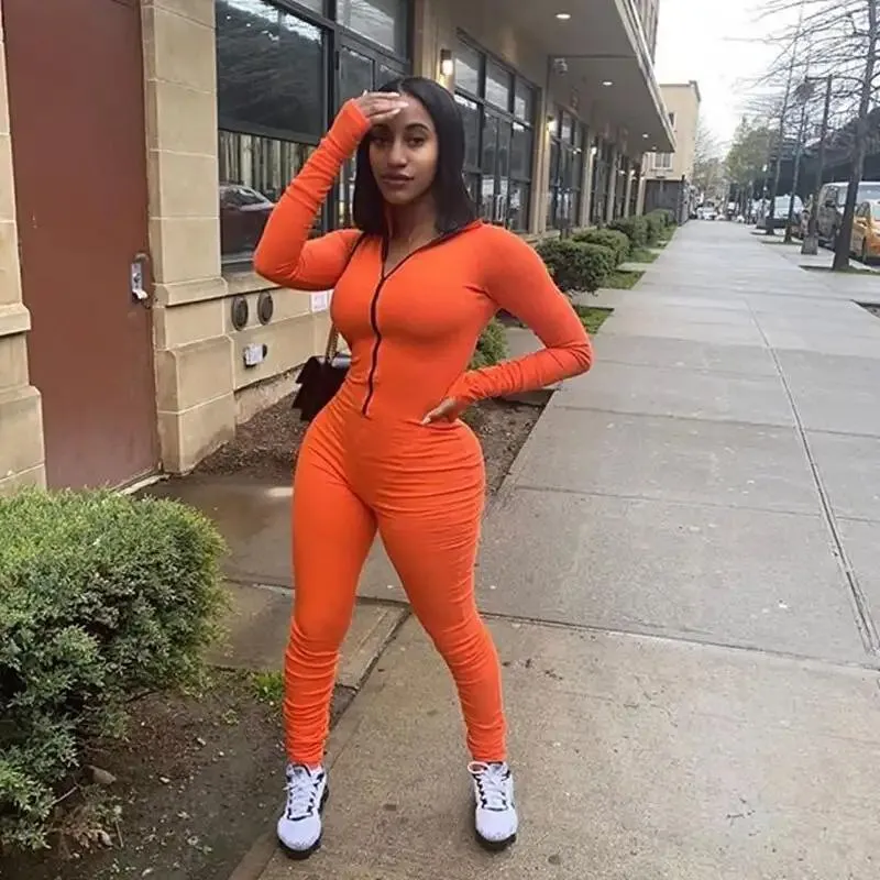 Turtleneck Gloved Sleeve Jumpsuits Leggings