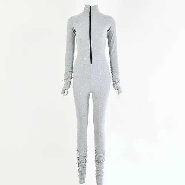 Turtleneck Gloved Sleeve Jumpsuits Leggings