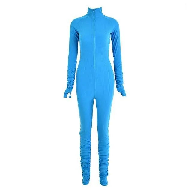 Turtleneck Gloved Sleeve Jumpsuits Leggings
