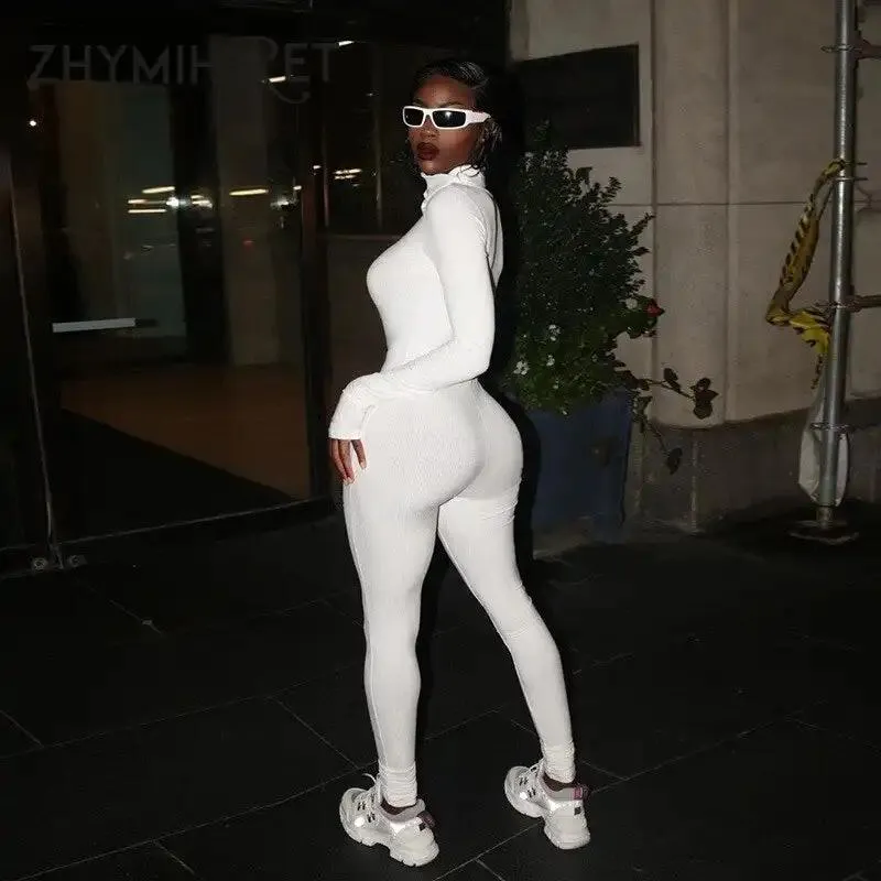 Turtleneck Gloved Sleeve Jumpsuits Leggings