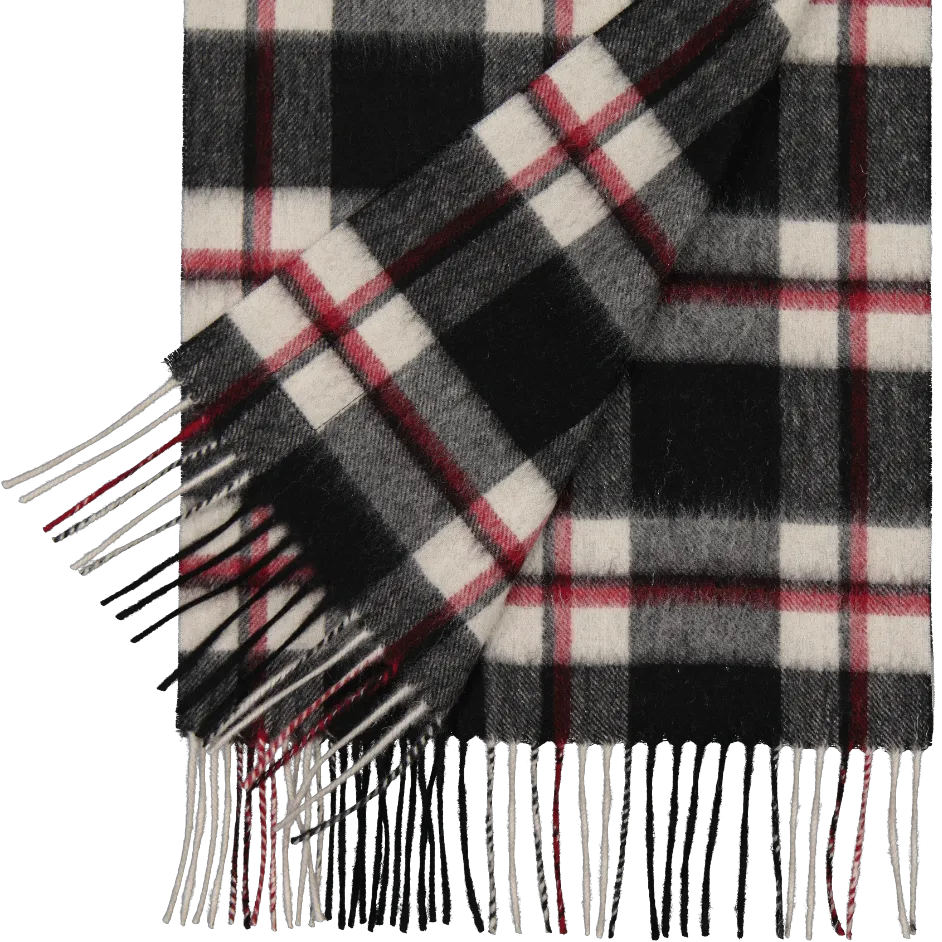 Unisex Wool Scarf - High Street Check - Red, White & Black