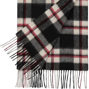 Unisex Wool Scarf - High Street Check - Red, White & Black