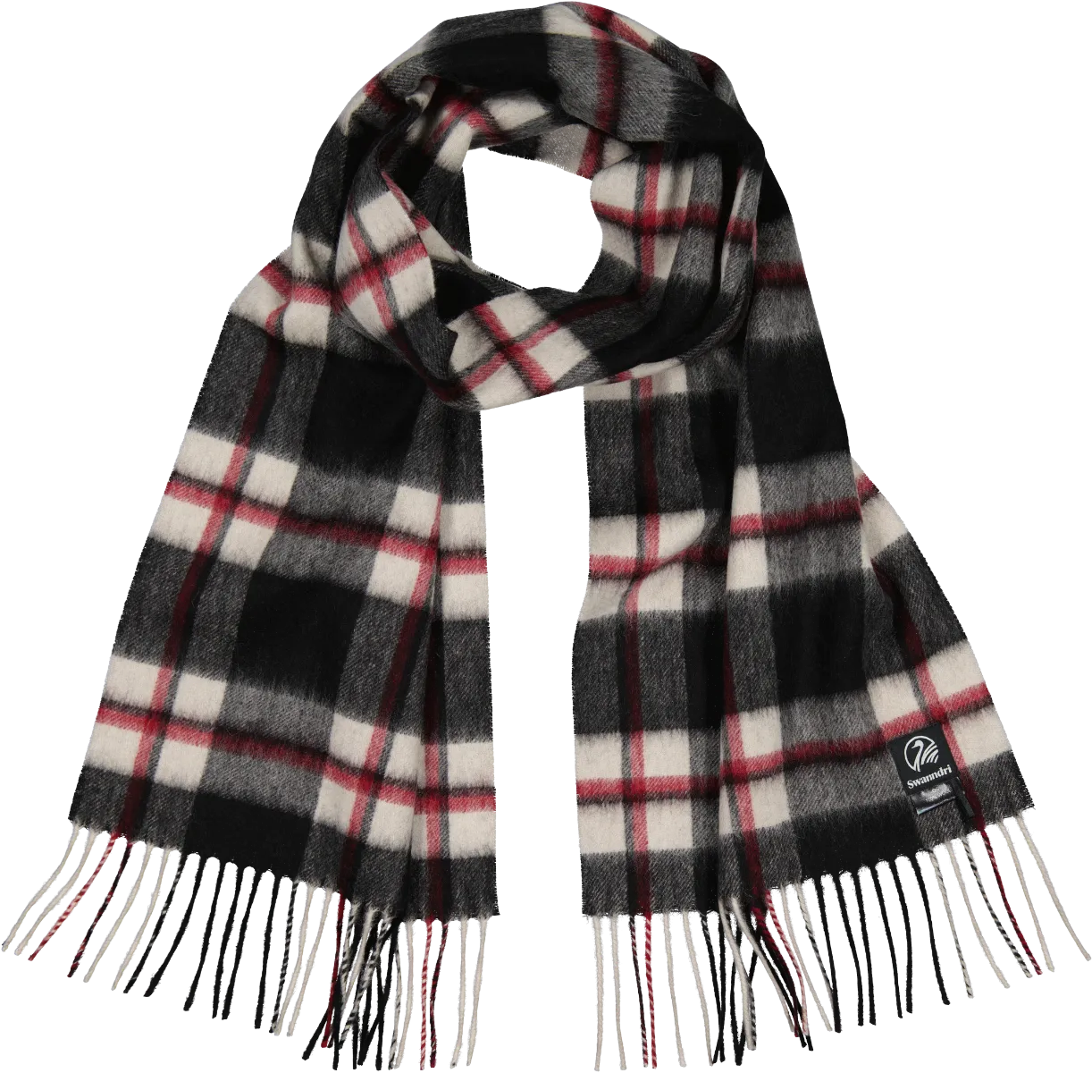 Unisex Wool Scarf - High Street Check - Red, White & Black