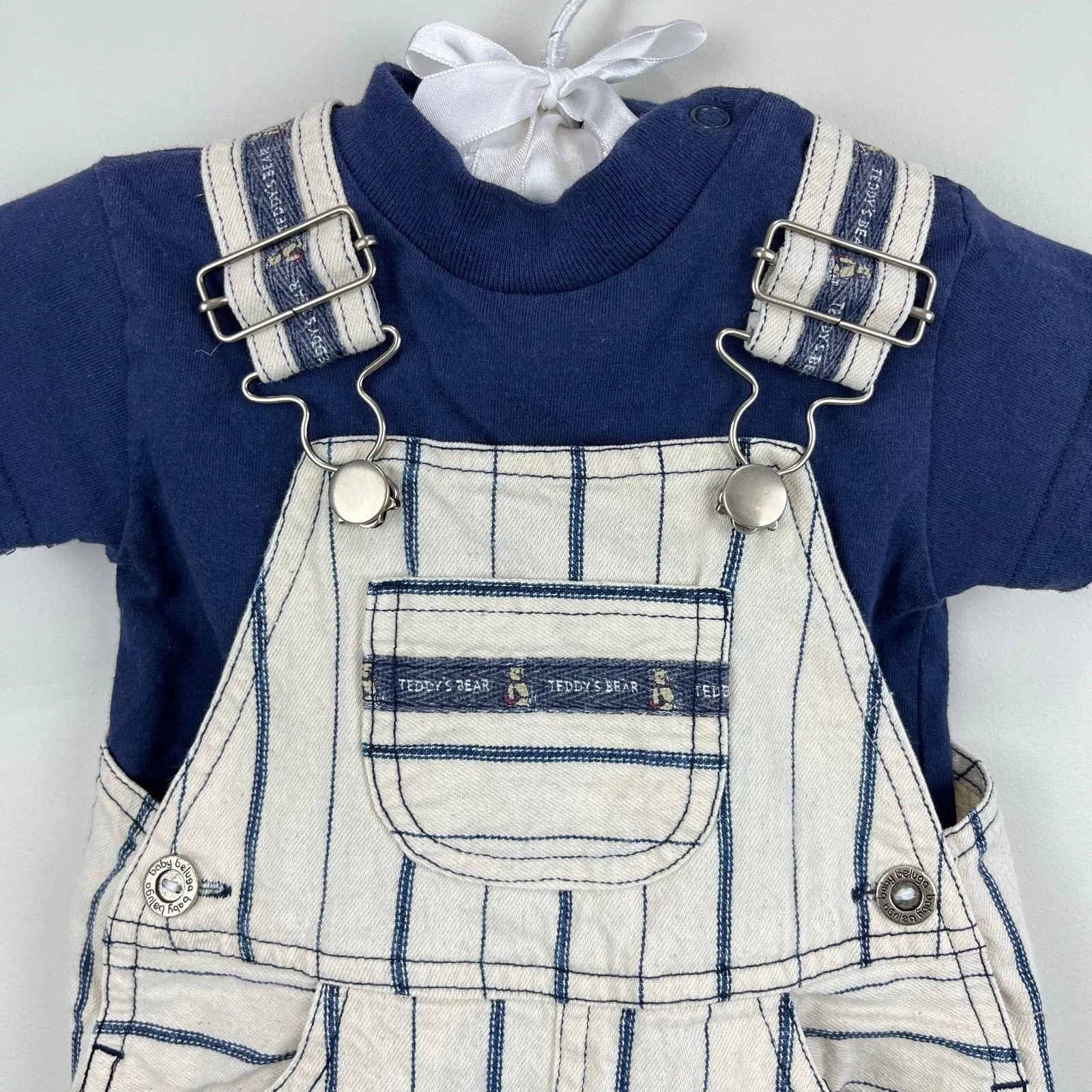 Vintage Baby Beluga New York Teddy's Bear Shortalls Set 3-6 Months