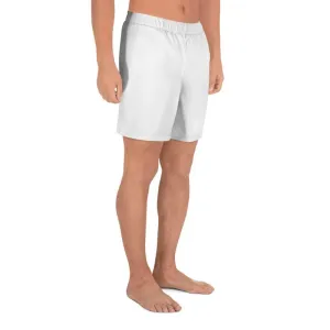 White Men's Long Shorts, Bright Titanium Solid Color Print Long Shorts-Made in Europe